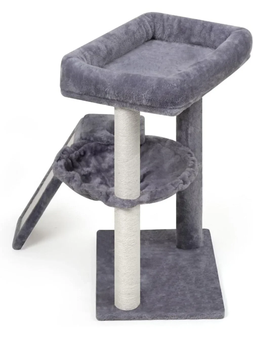 Cozy Cat Tree Tower with Scratching Post, Playful Toy Balls & Hammock - Grey